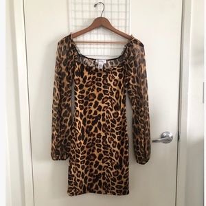 BRAND NEW leopard print mini dress long sleeve